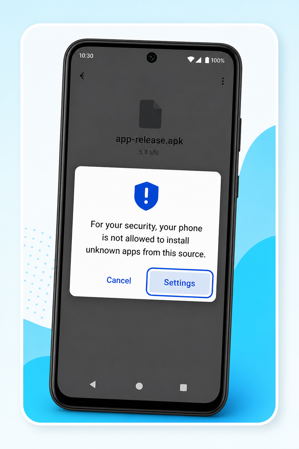 Android 未知来源安装提示,Settings 按钮高亮