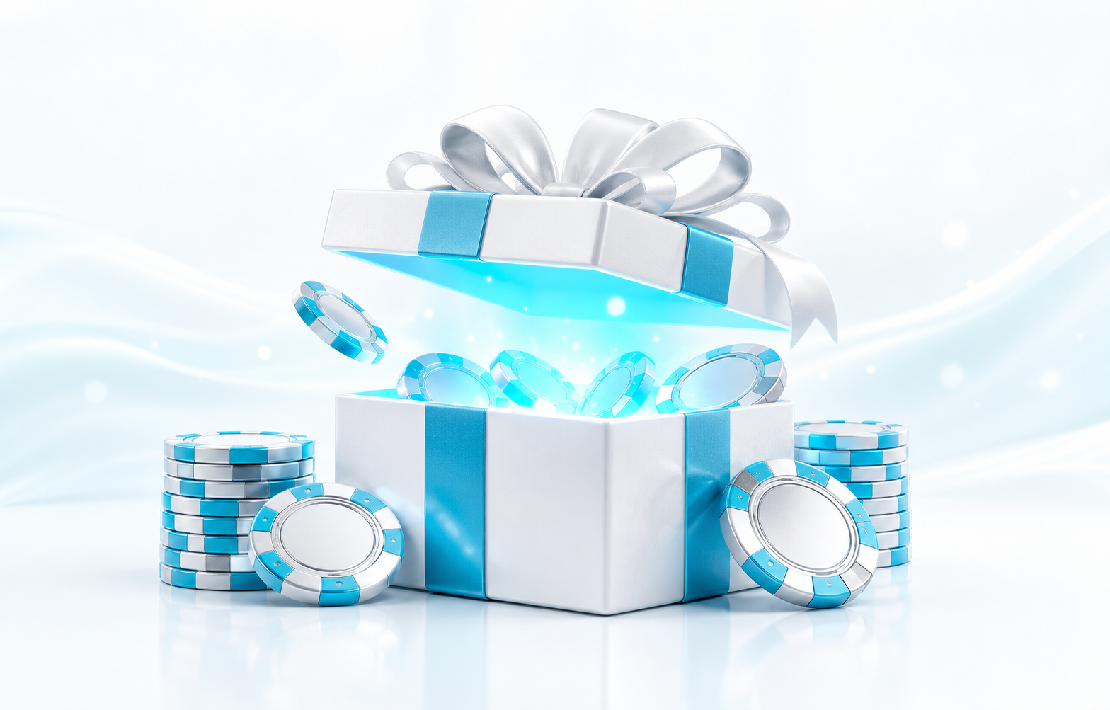 Welcome bonus gift box with casino chips